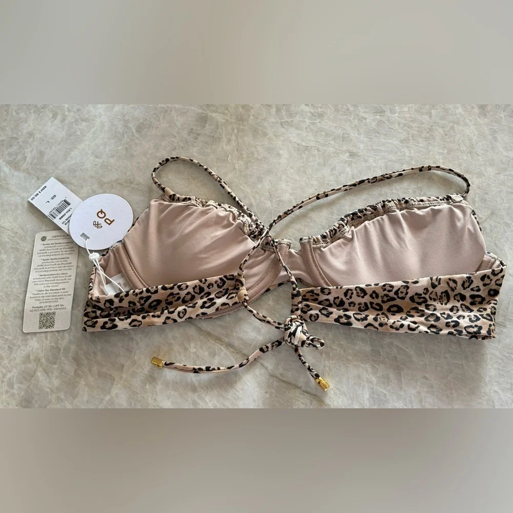 New. Pilyq/PQ Swim Leopard Underwire Bikini Top.‎ Size Large. Retails $80